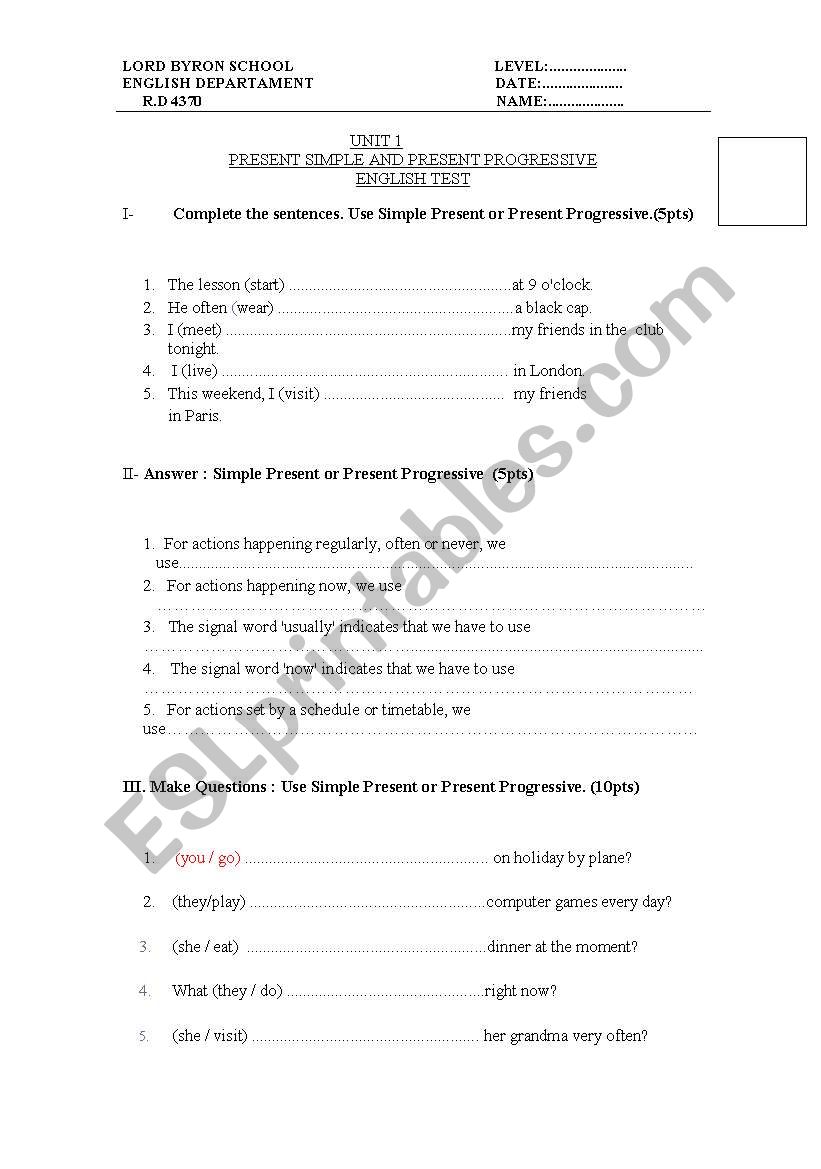 present simple worksheet