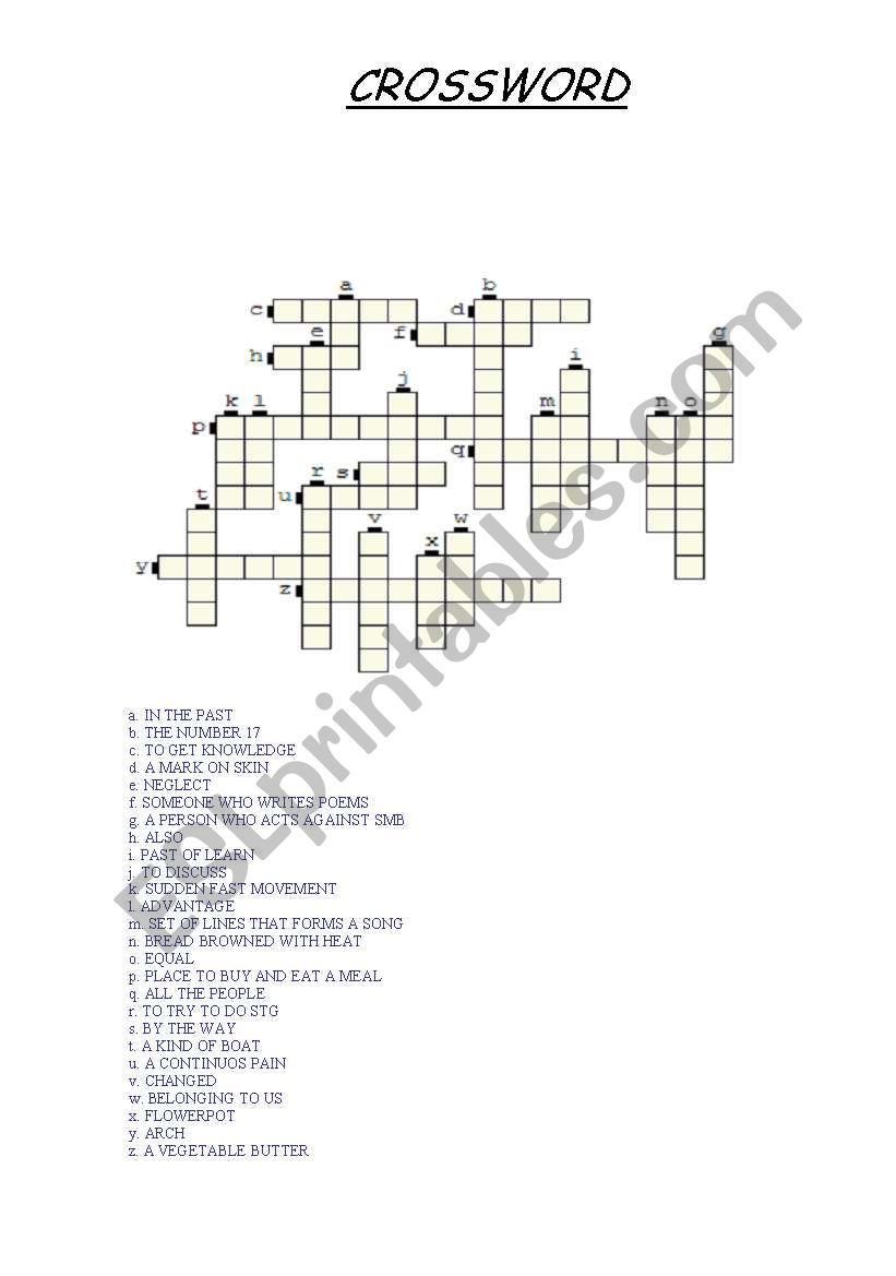 CROSSWORD worksheet