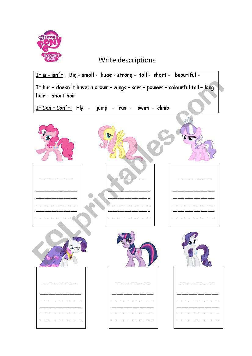 My Little Pony ESL Worksheet By Solramis