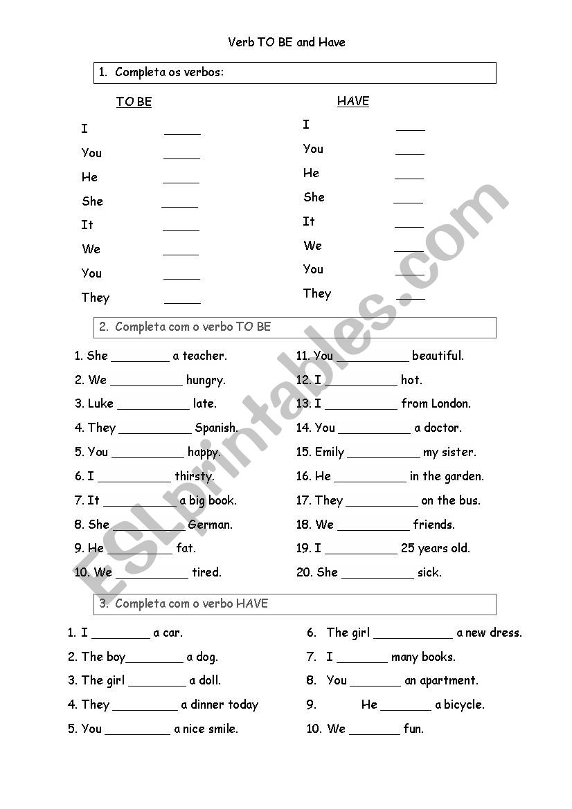 Verb To Be worksheet