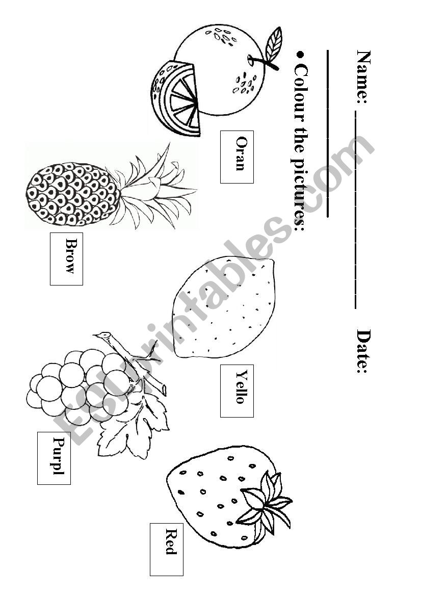 COLOURS worksheet