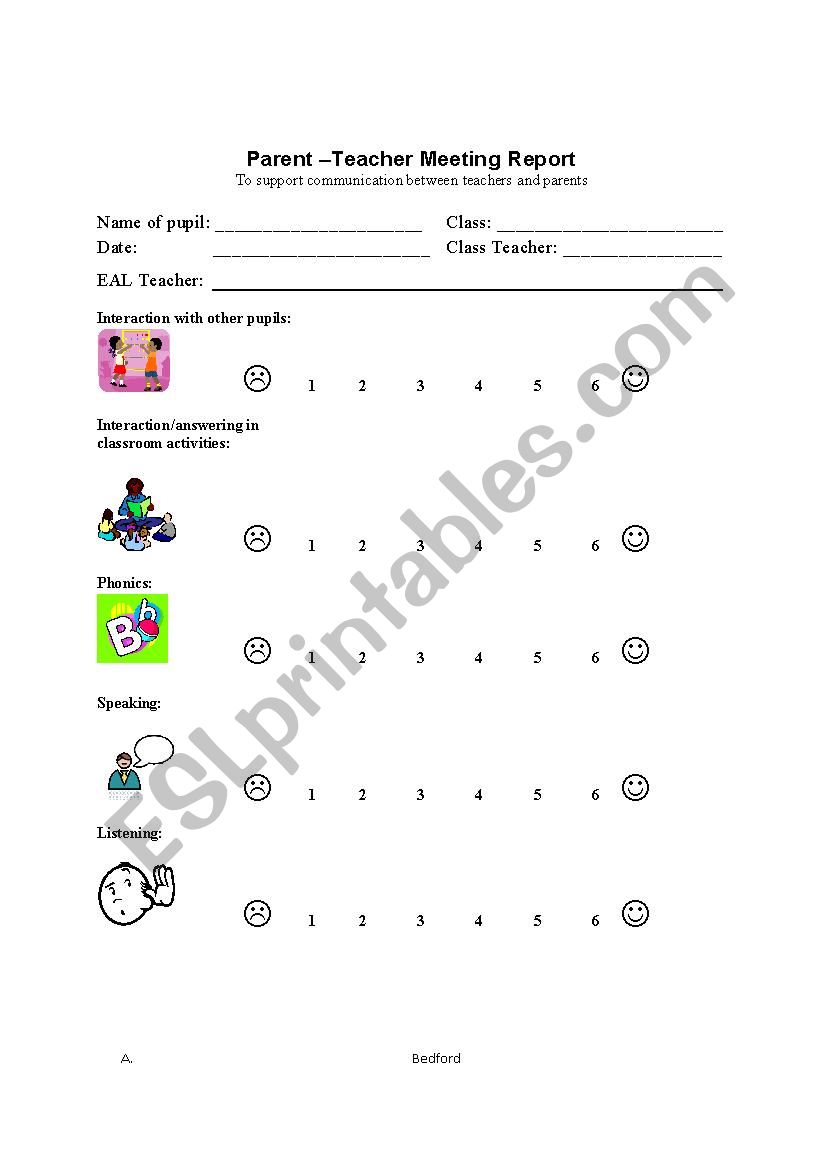 EAL Parent Teacher Interview Form 