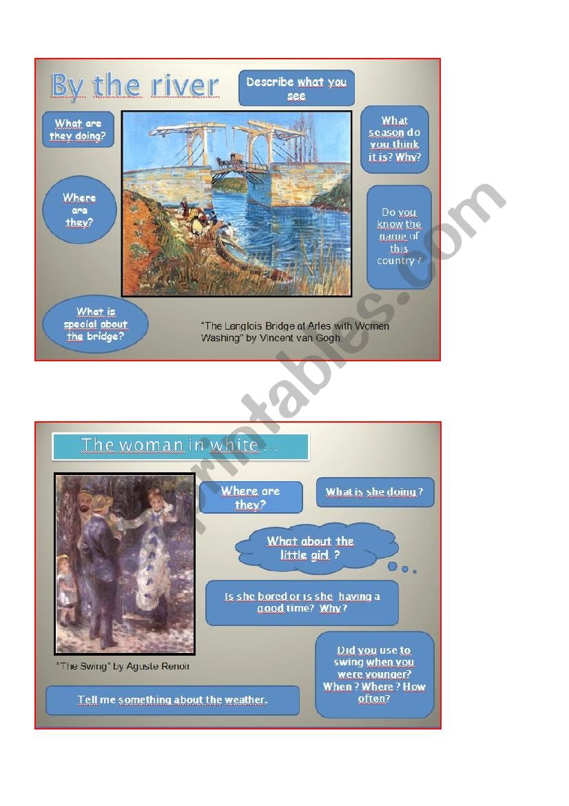 Impressionists paintings 3 worksheet