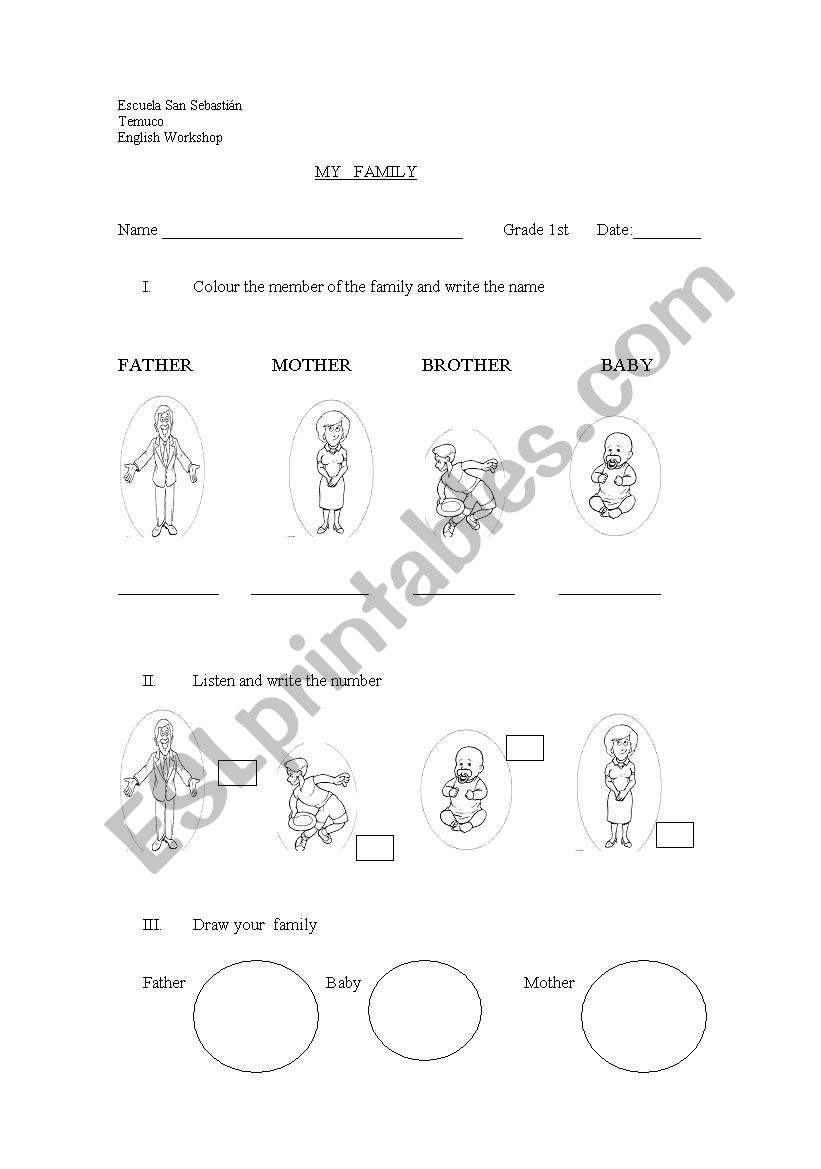 handout/test memebers of my family