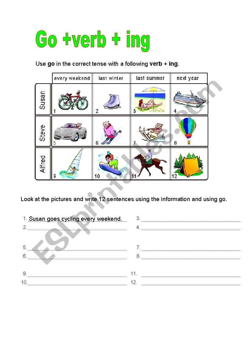 Ing Verb Worksheet