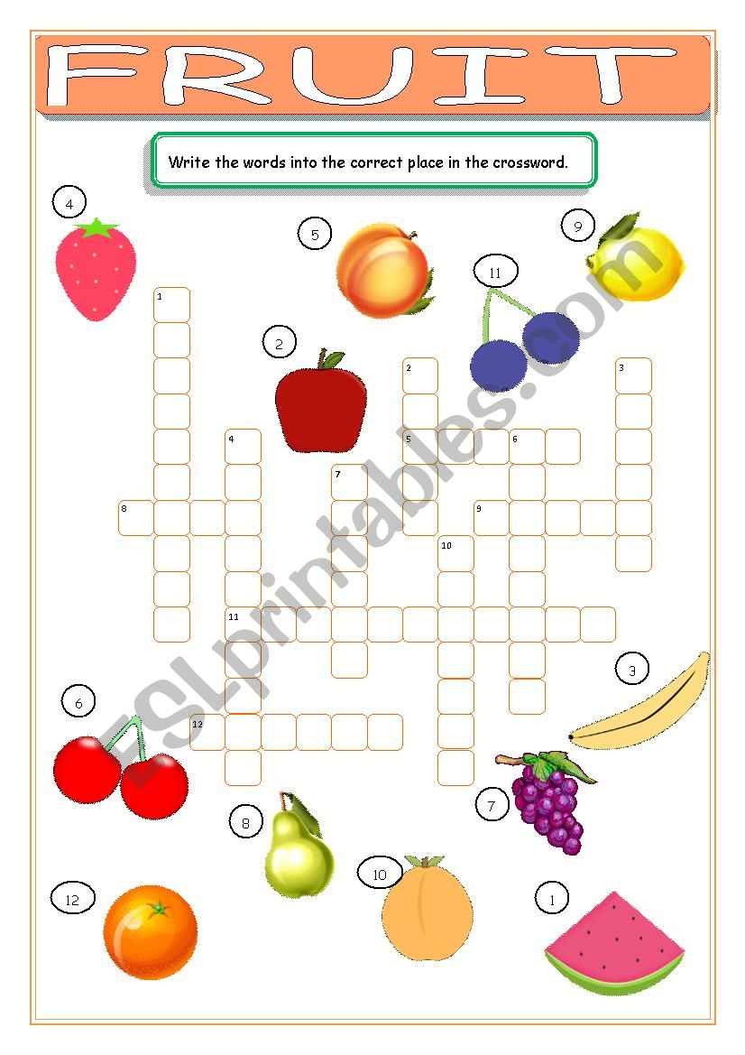 Fruit Crossword worksheet