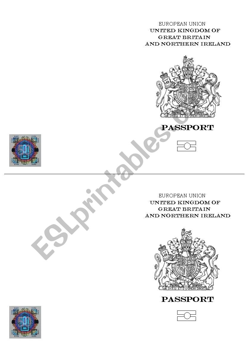 English passport worksheet