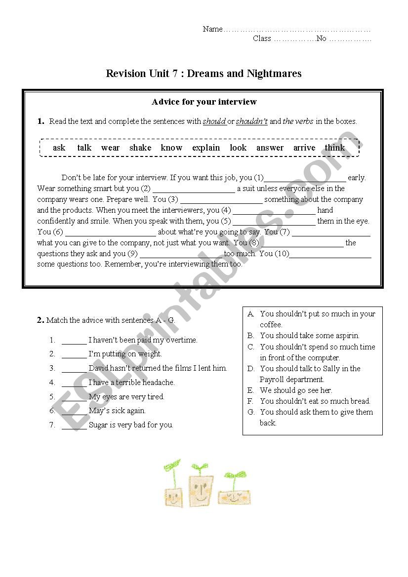 Advice worksheet