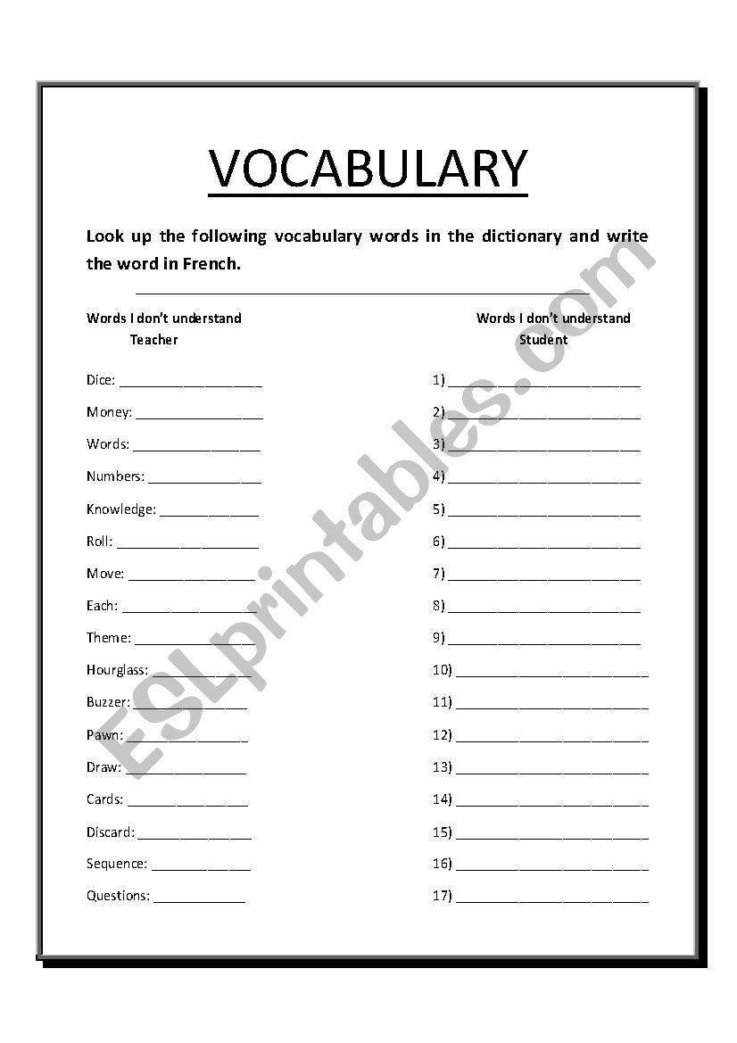 Board Games worksheet