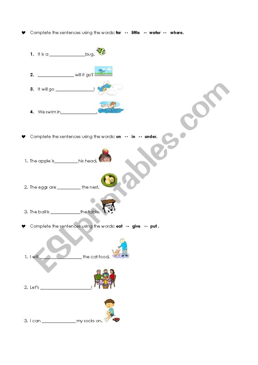 prepositions / verbs practice worksheet