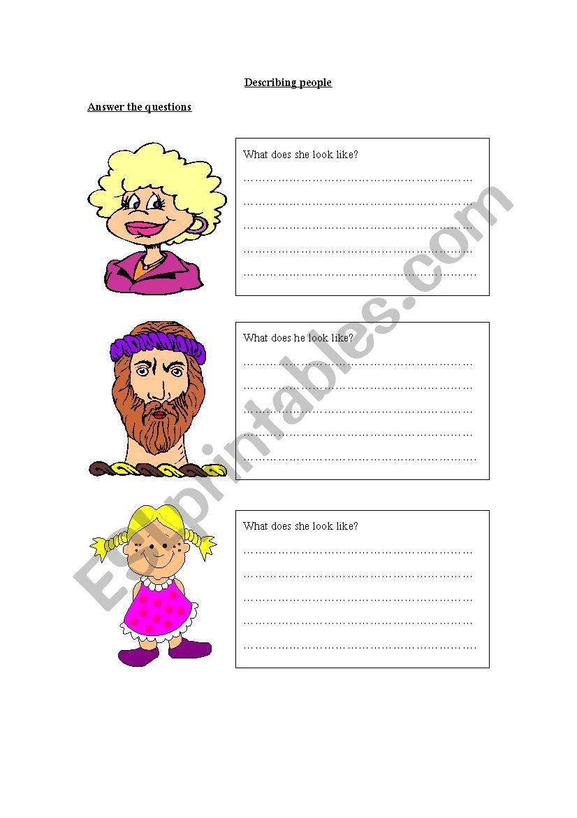 Describing People (Writing) worksheet