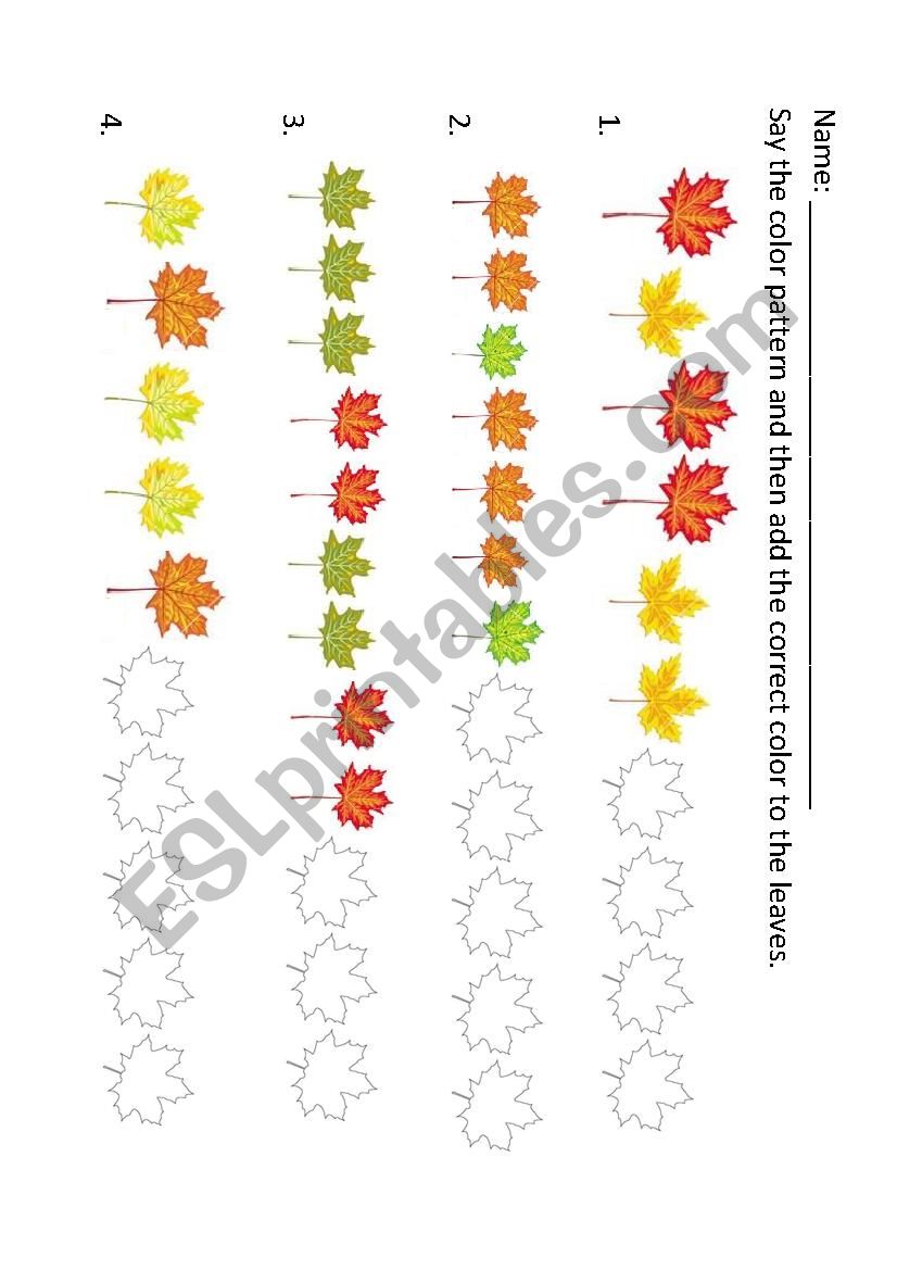Color Leaf Patterns worksheet