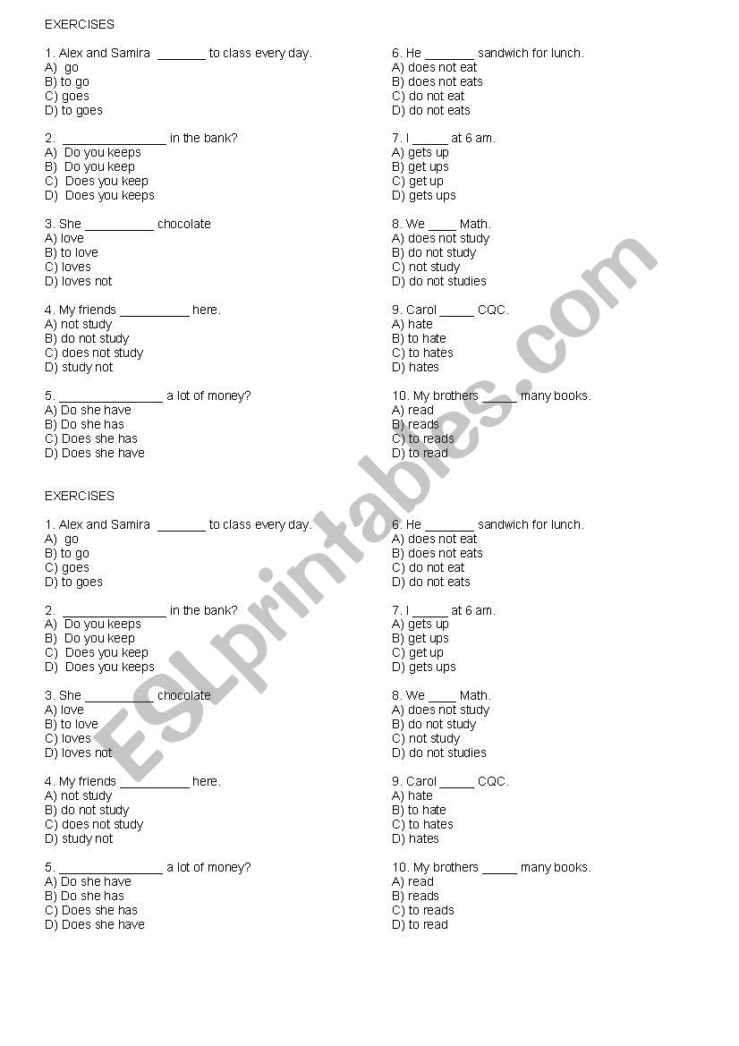 Simple Present worksheet