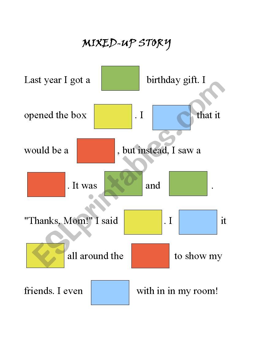 Mixed-up story worksheet