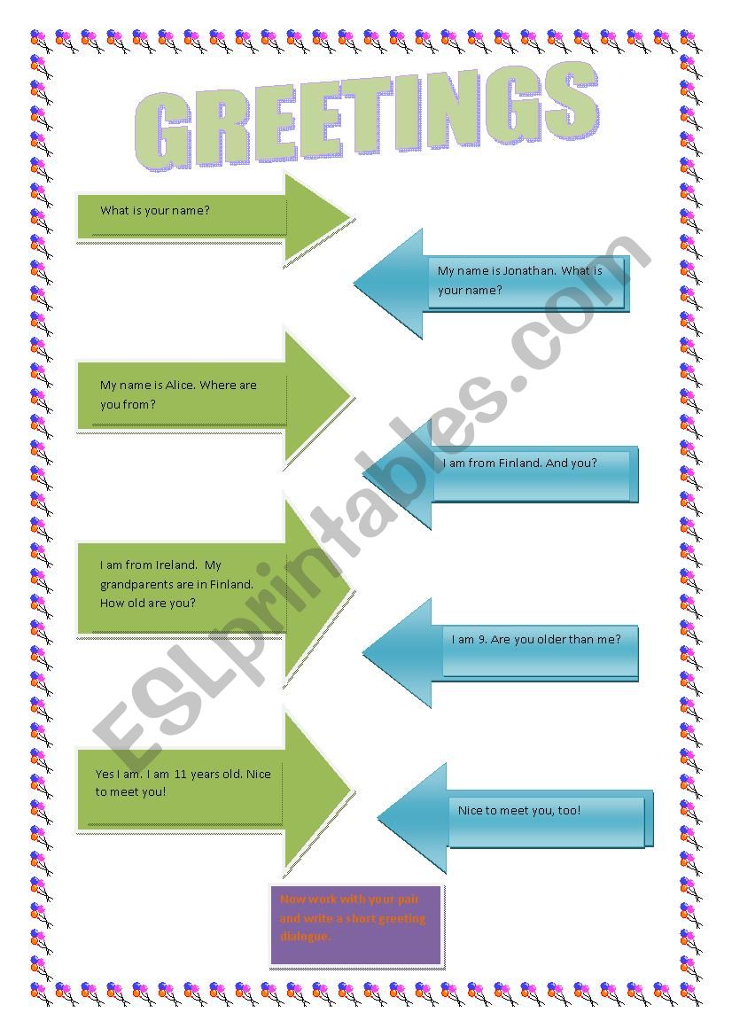 Greetings worksheet