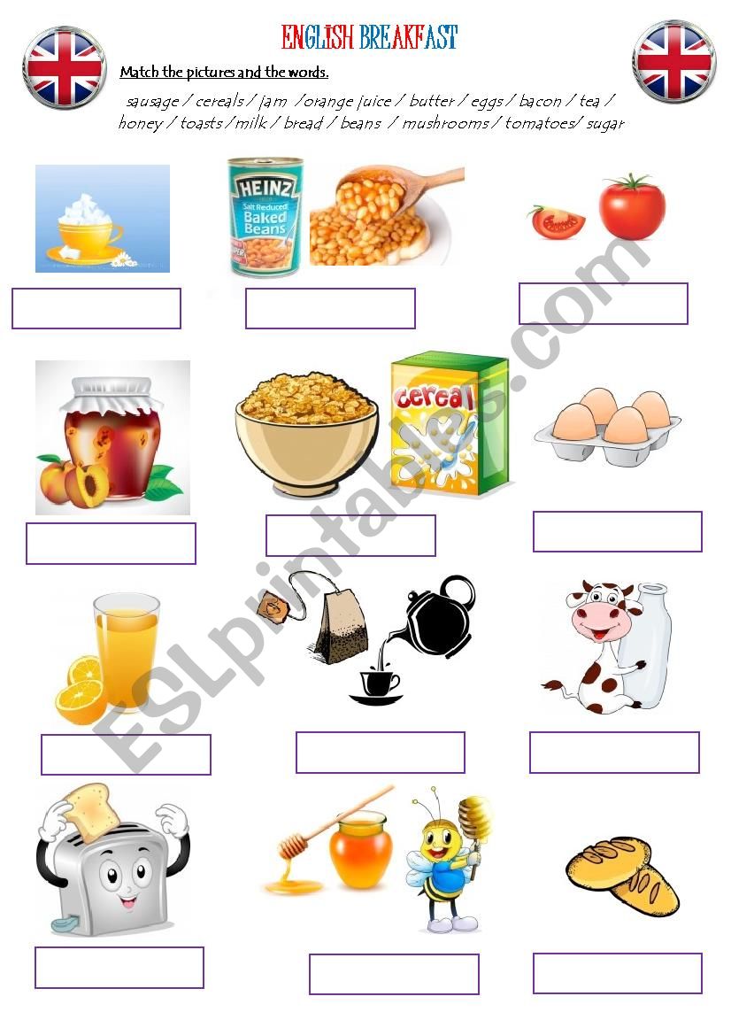 English breakfast worksheet