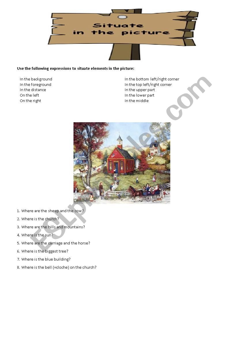 Situate in a picture worksheet