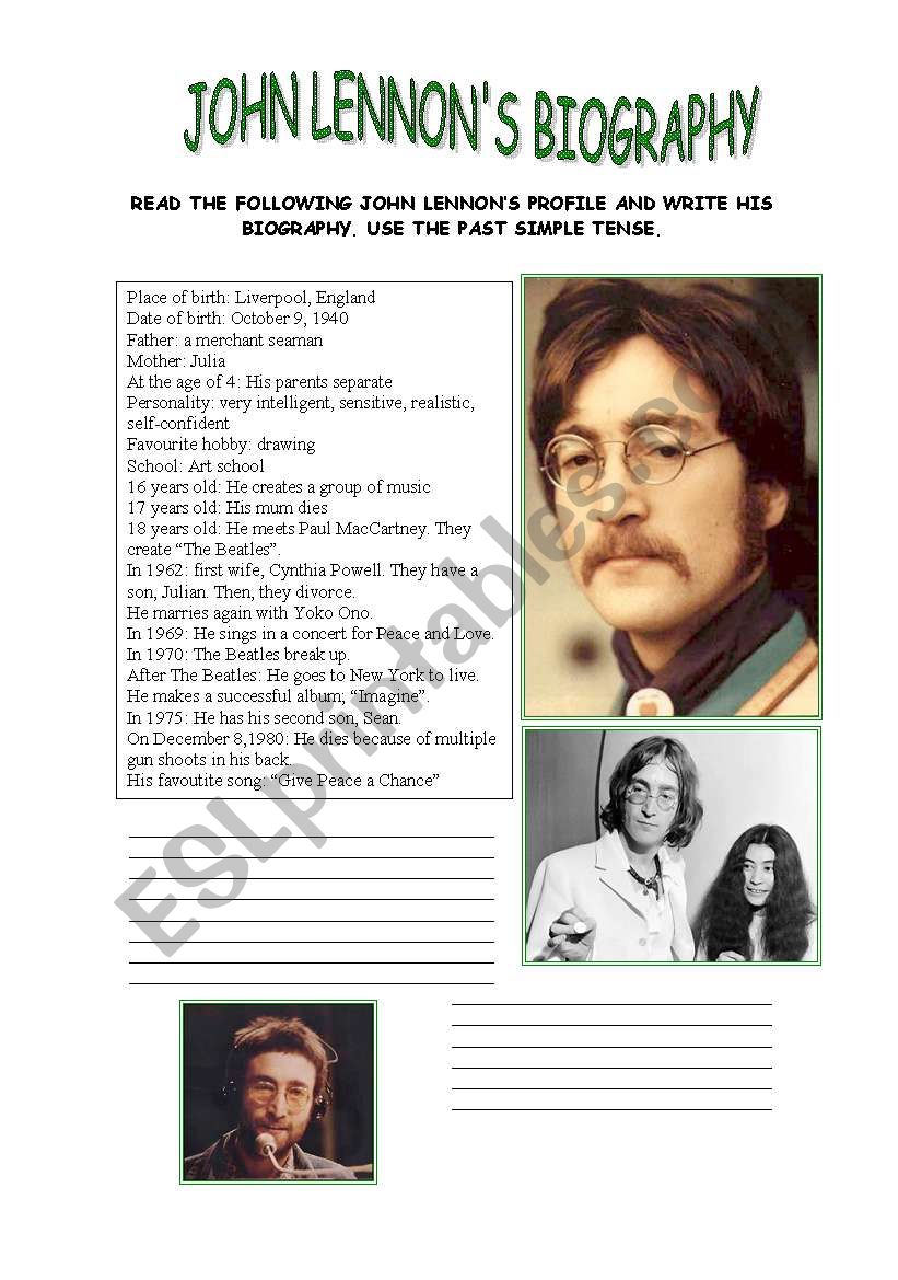 John Lennons profile- Writing