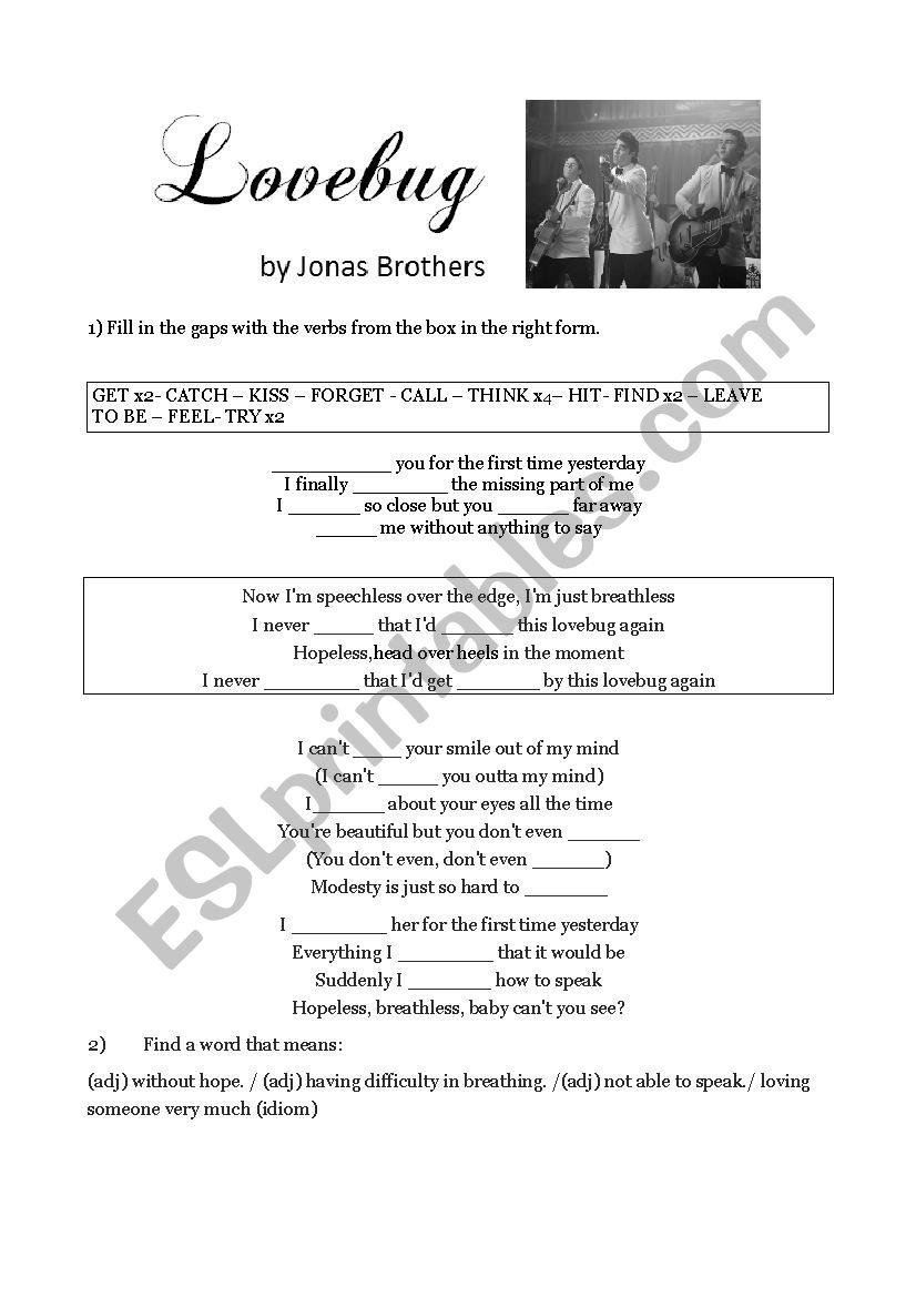 Lovebug worksheet