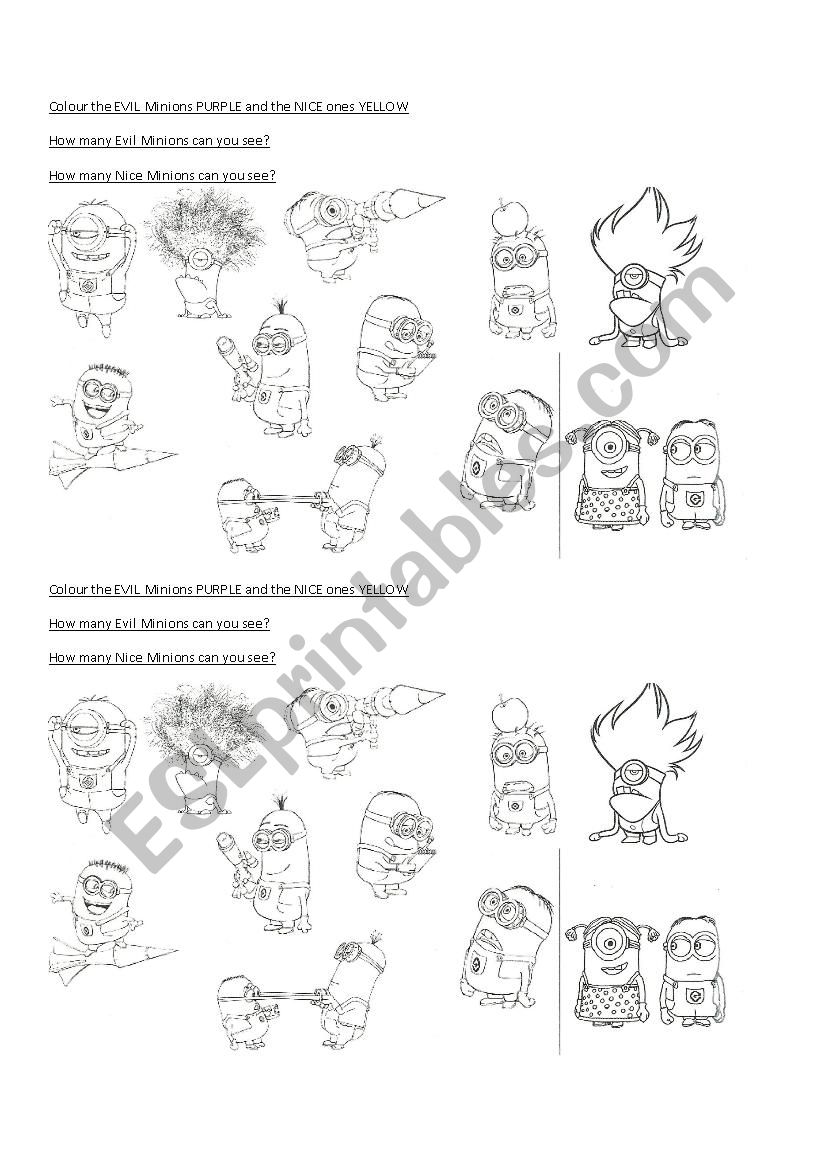 Despicable Me 2 Minions worksheet