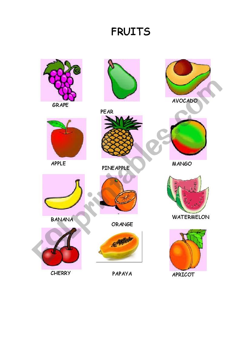 Fruits worksheet