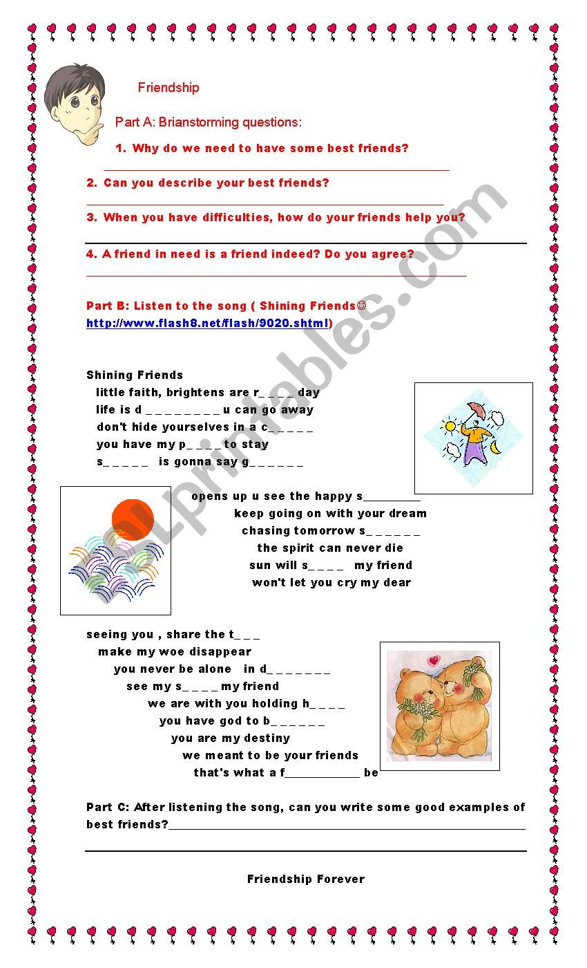 Song for Friendshing worksheet