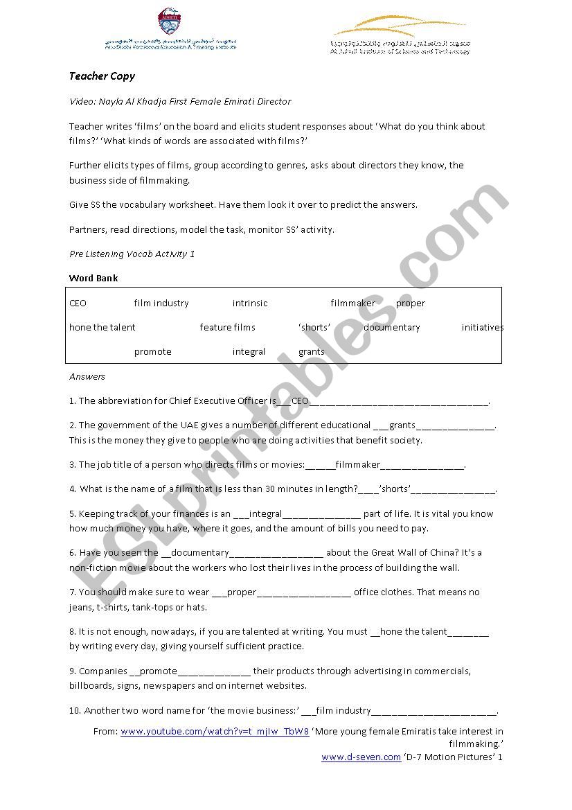 Listening Activity worksheet