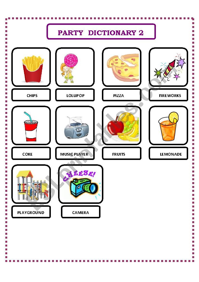 PARTY DICTIONARY 2 worksheet