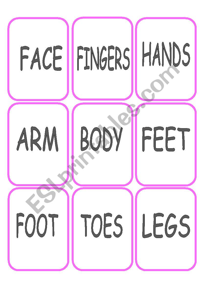 Body parts part 1 worksheet