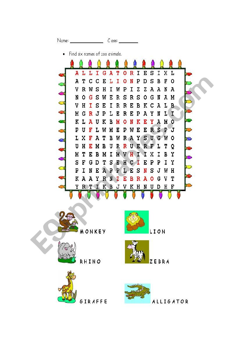 wordsearch worksheet