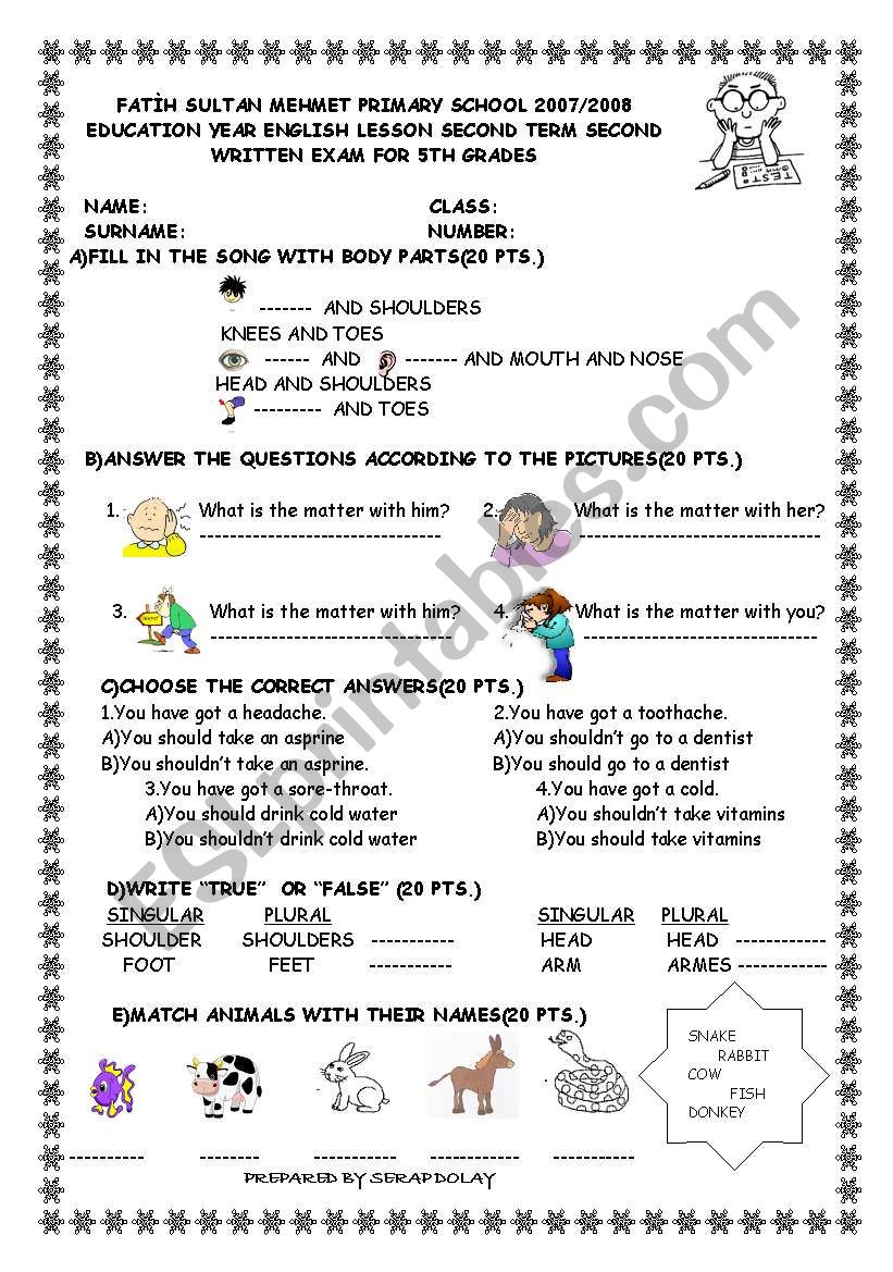 EXAM FOR 5TH GRADES worksheet