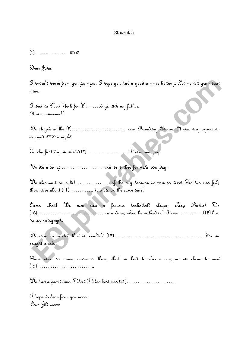 Gap letter - A holiday in New York