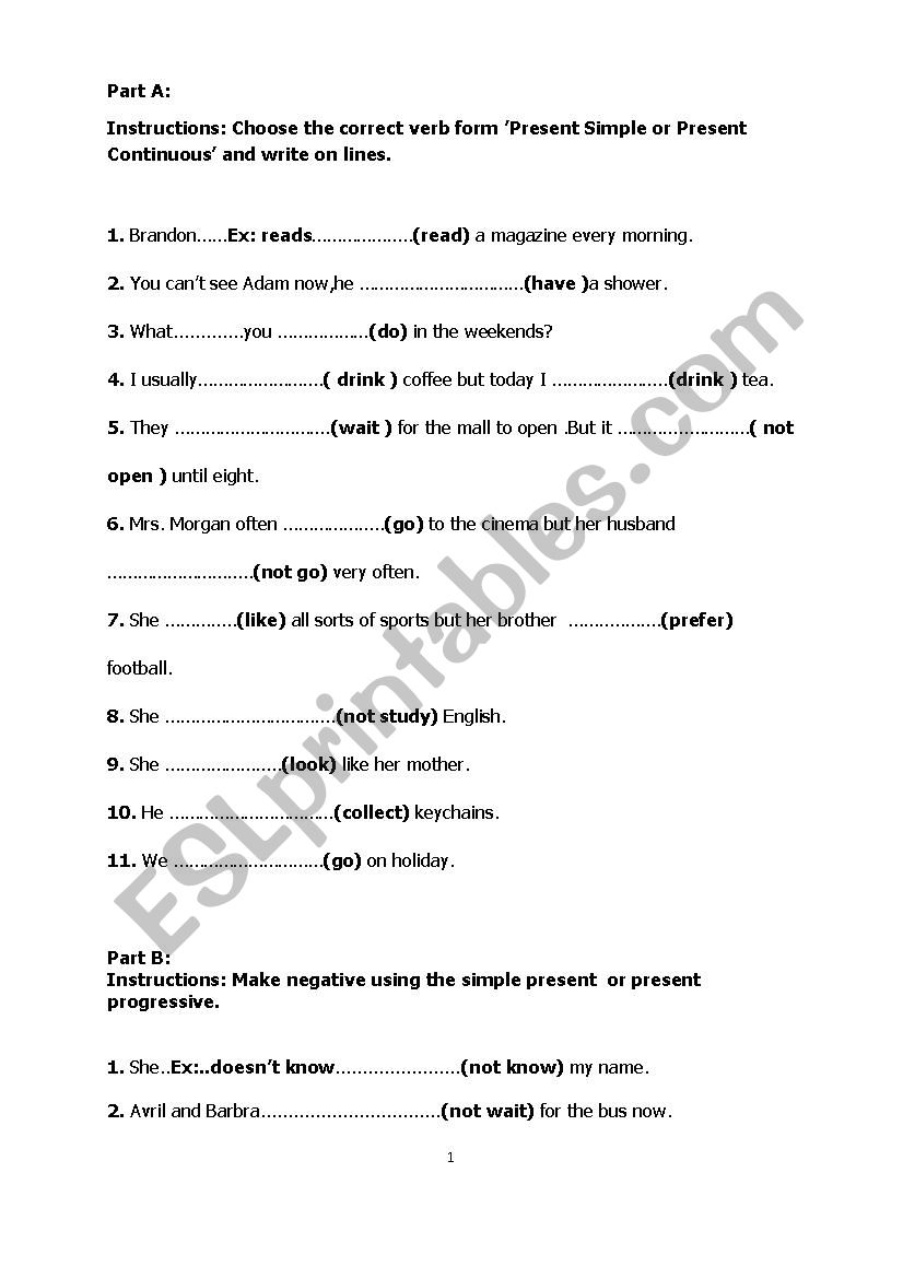 Simple Present worksheet