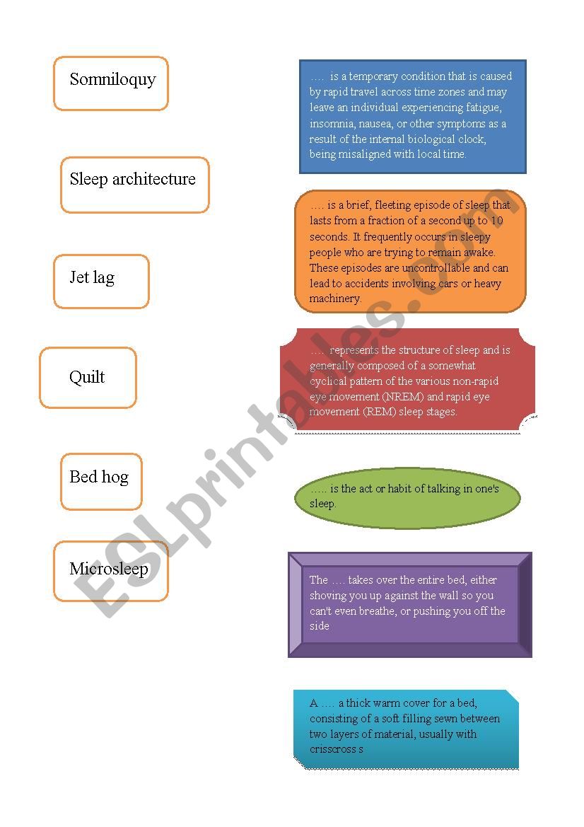 Sleep-related (advanced) vocabulary