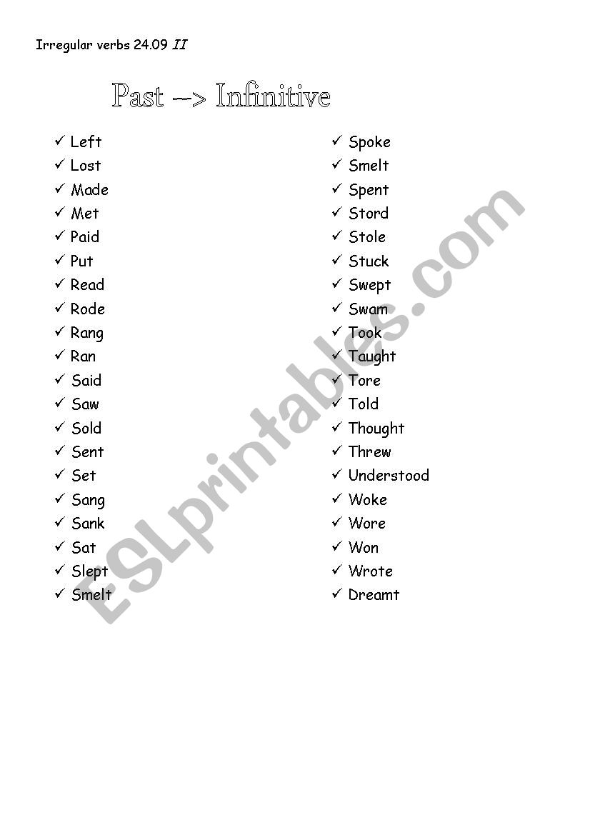 irregular verbs practice part 2