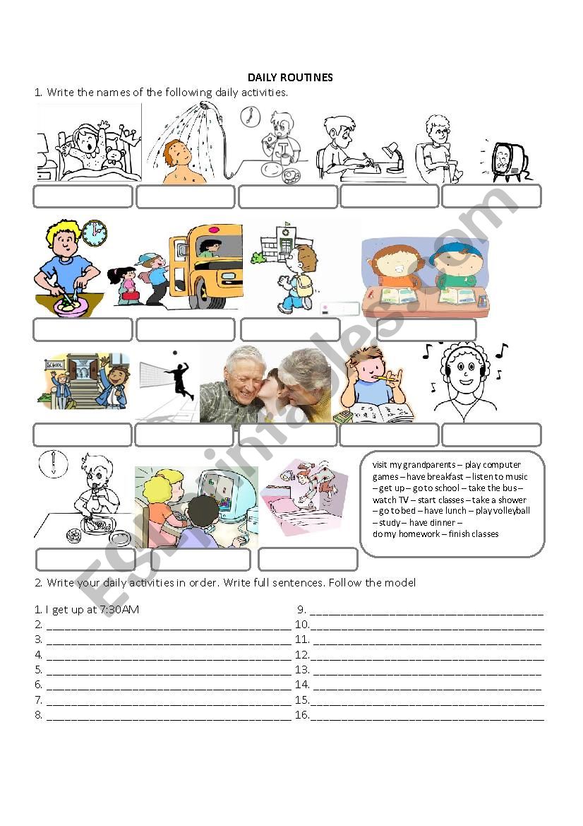 Daily activities - routines - verbs - present simple 2!