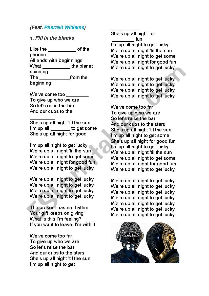 Get Lucky worksheet