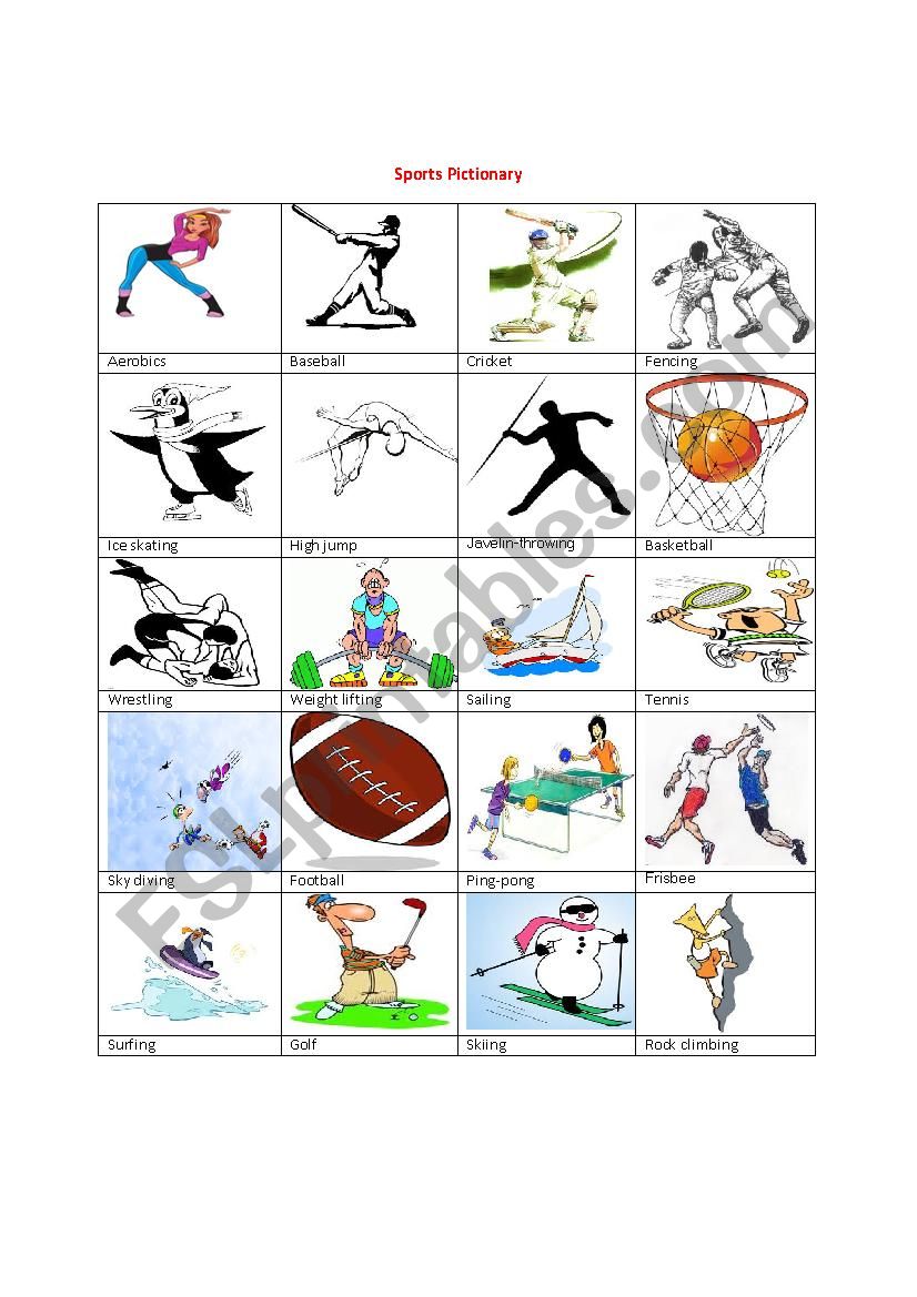 SPORTS PICTIONARY worksheet