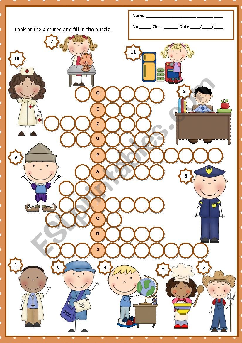 OCCUPATIONS - PUZZLE worksheet