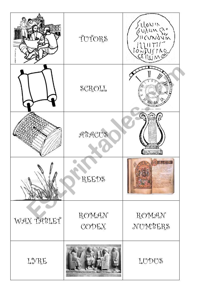 Roman Memotest worksheet