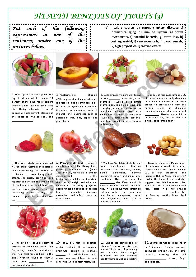 HEALTH BENEFITS OF FRUITS part 3 (with key)