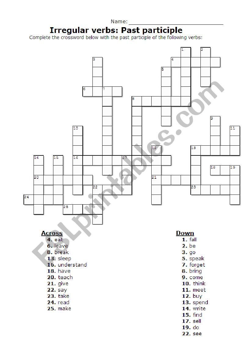 Irregular verbs: past participle