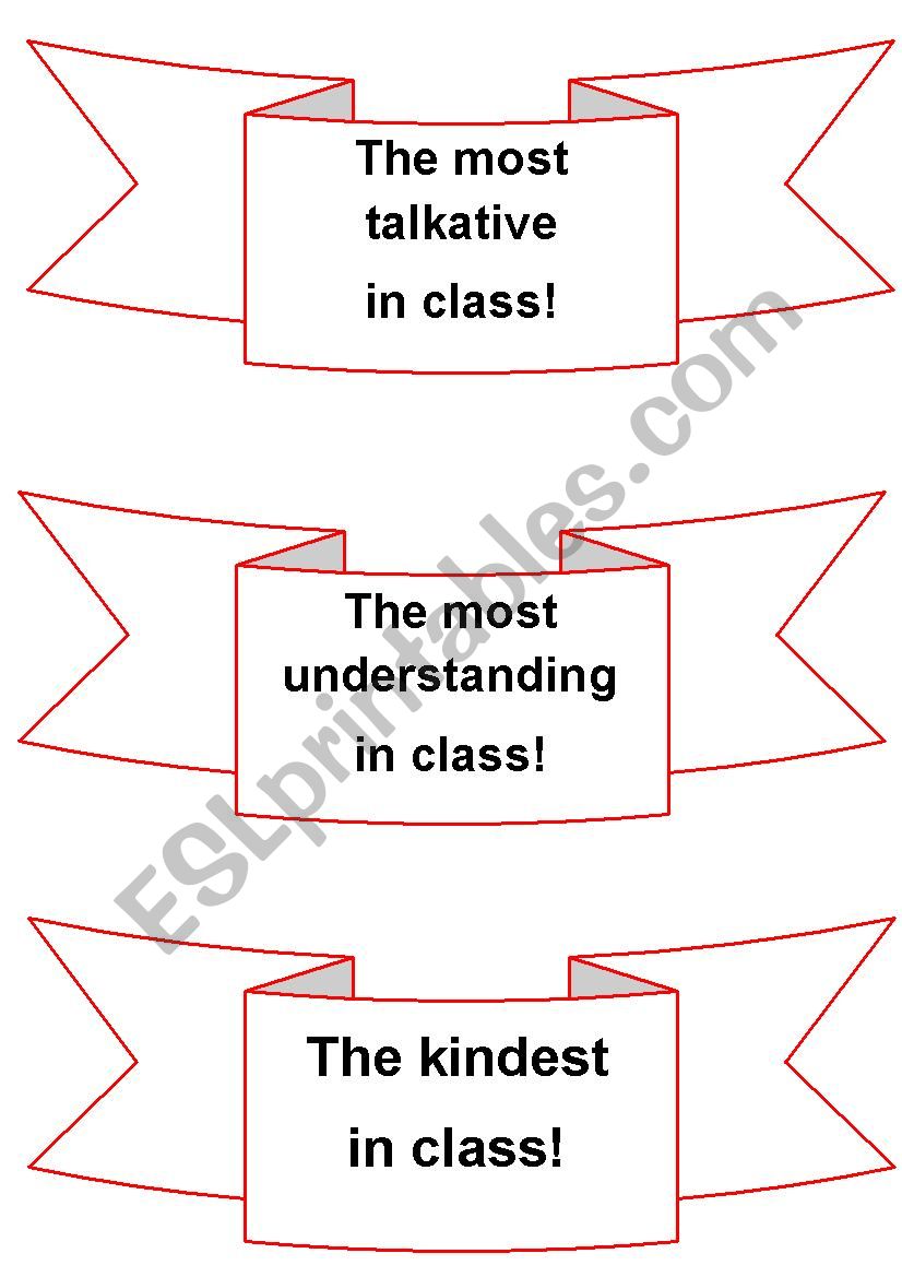 Superlative medals worksheet