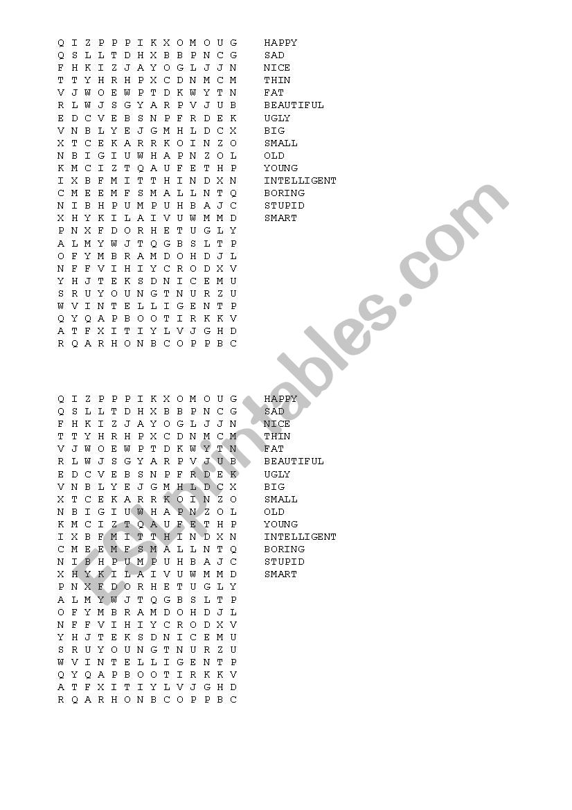 wordsearch worksheet