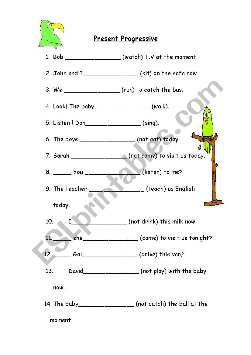 present progressive worksheet