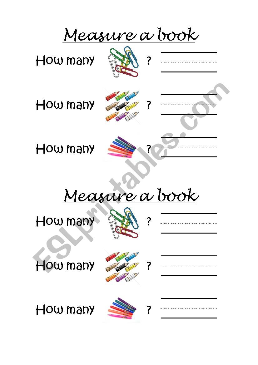 measure a book worksheet