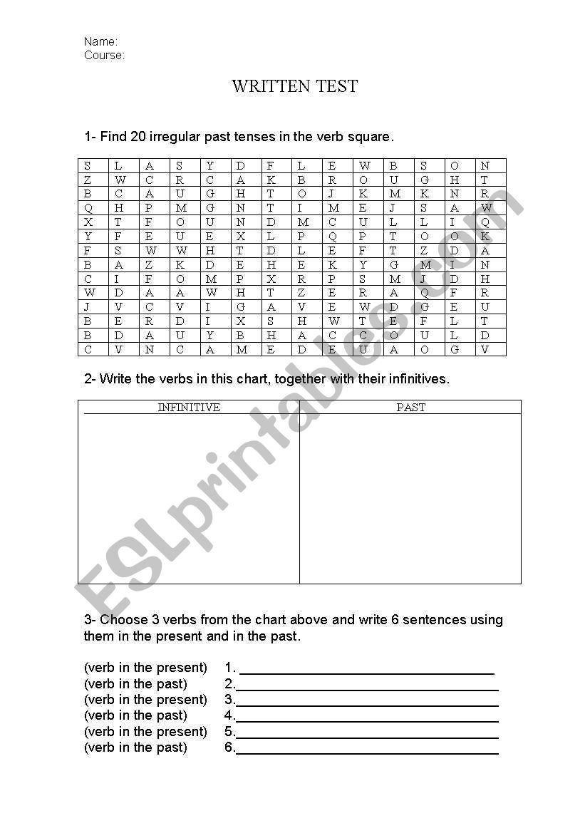 past simple -Irregular V.- Test