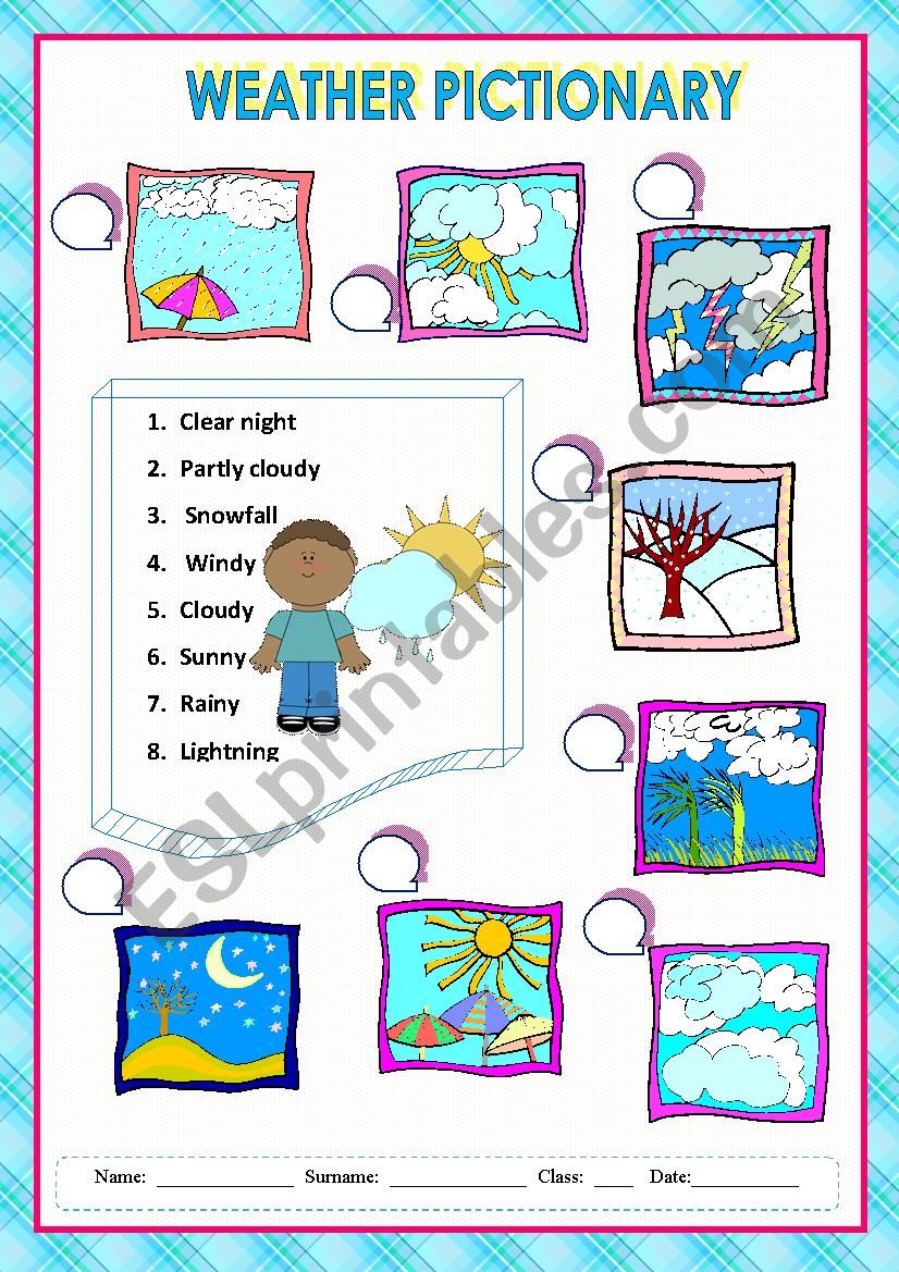 Weather pictionary worksheet