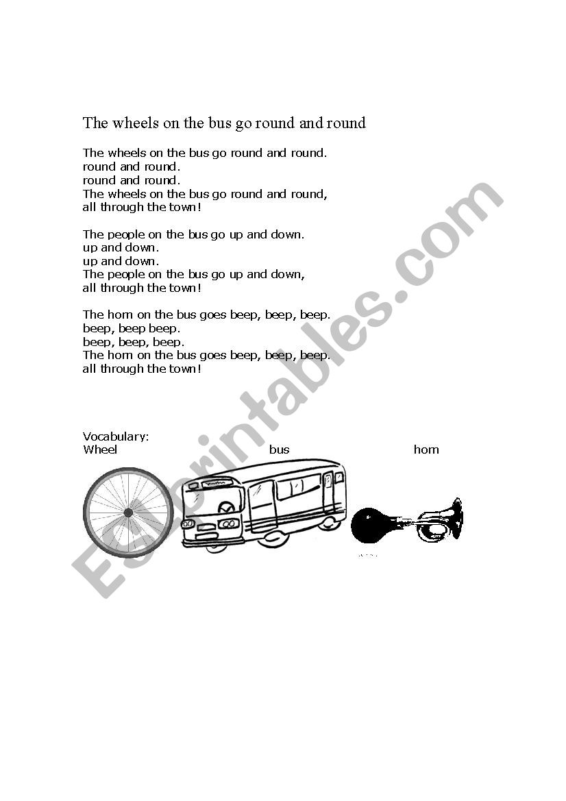 the wheels of the bus worksheet