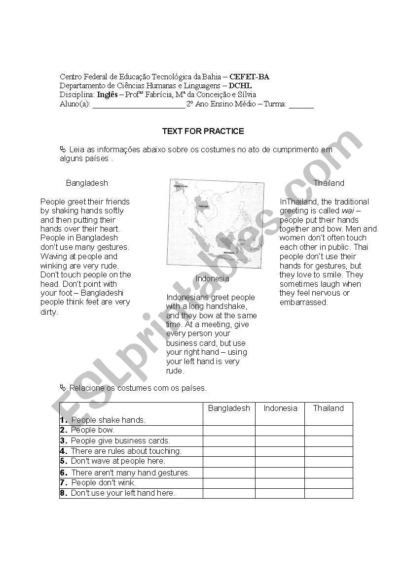 Reading Activity - Greetings worksheet